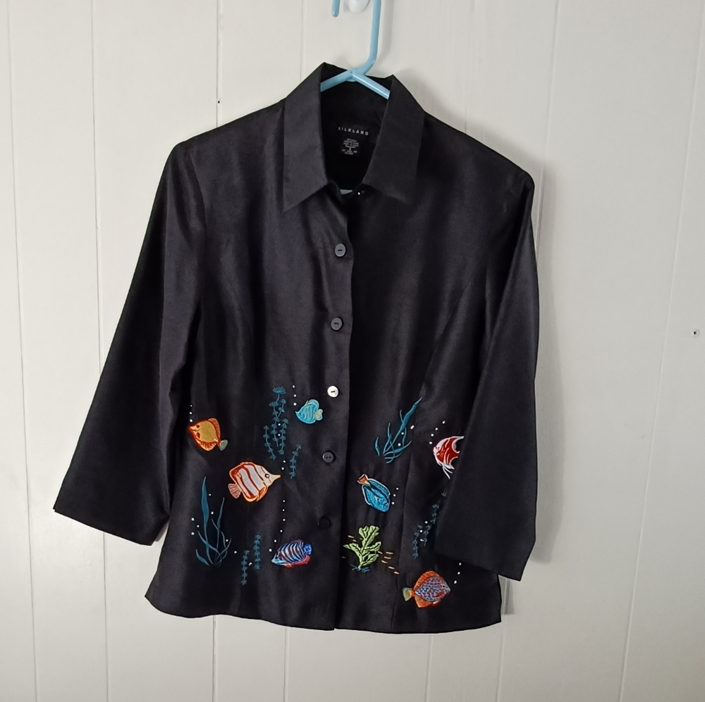 Silkland blouse Black / Blue Pink/ Orange
